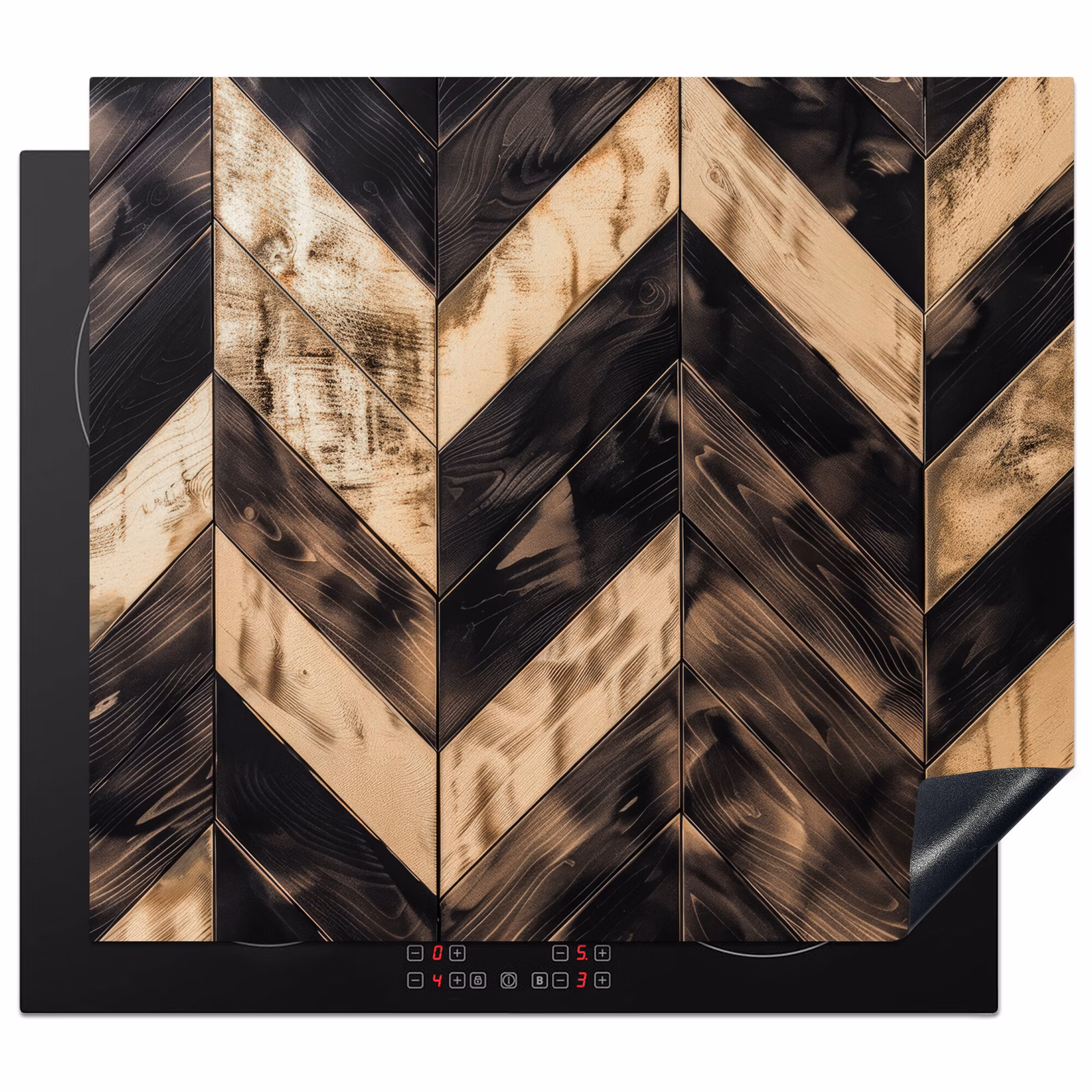 Induction hob protector - Geometric Wood Mosaic — 1
