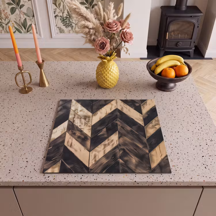 Induction hob protector - Geometric Wood Mosaic — 3