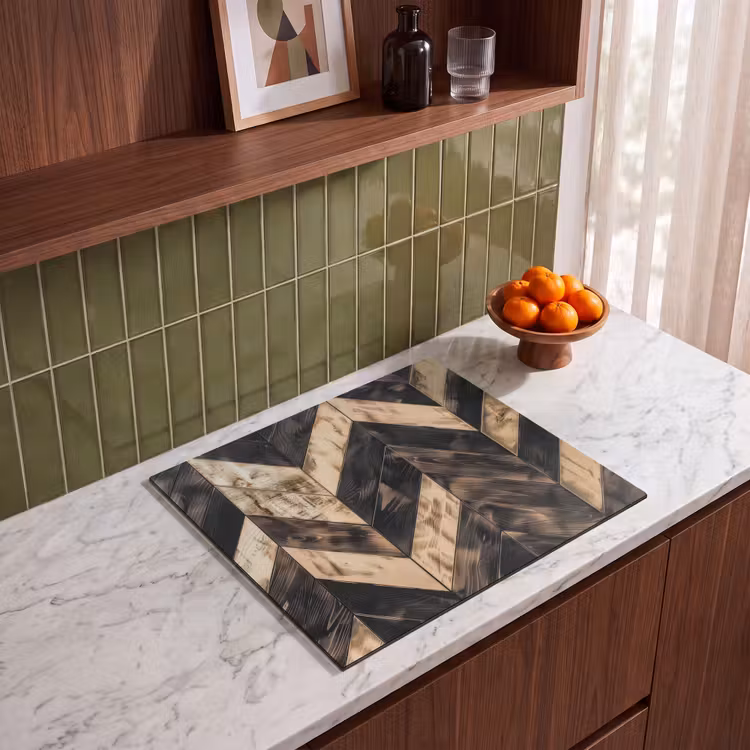 Induction hob protector - Geometric Wood Mosaic — 4