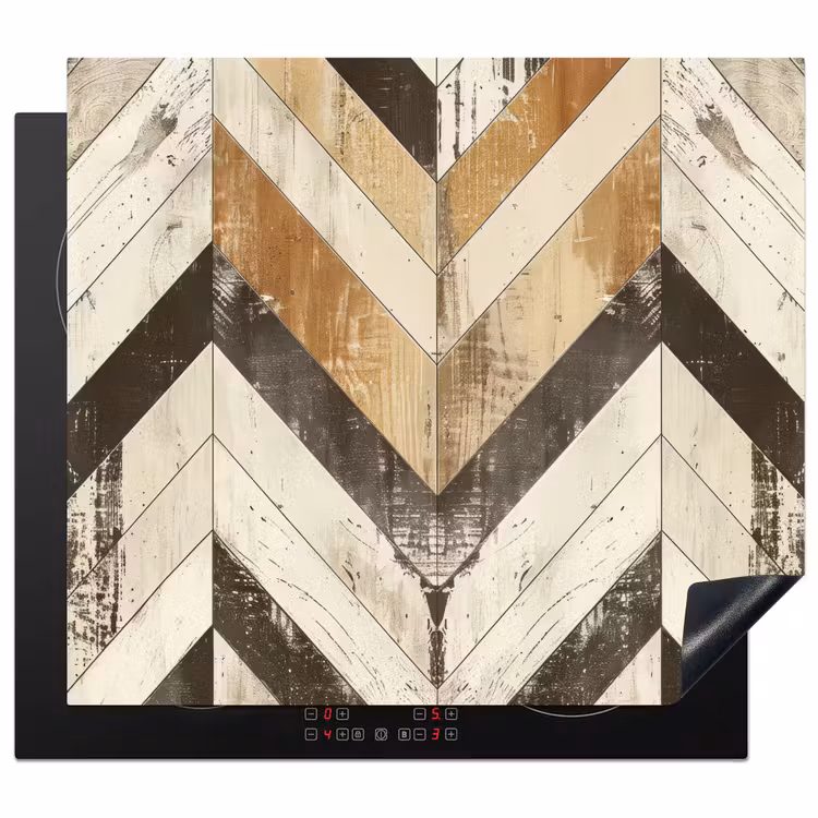 Induction hob protector - Vintage Chevron wood — 1