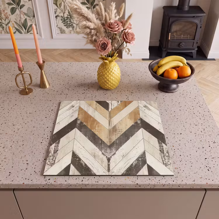 Induction hob protector - Vintage Chevron wood — 3