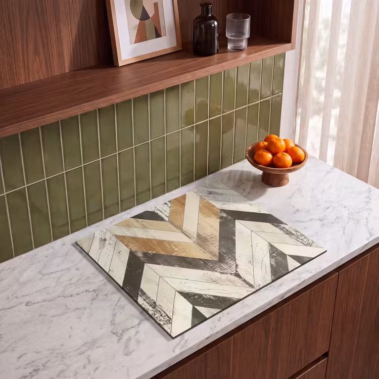 Induction hob protector - Vintage Chevron wood — 4
