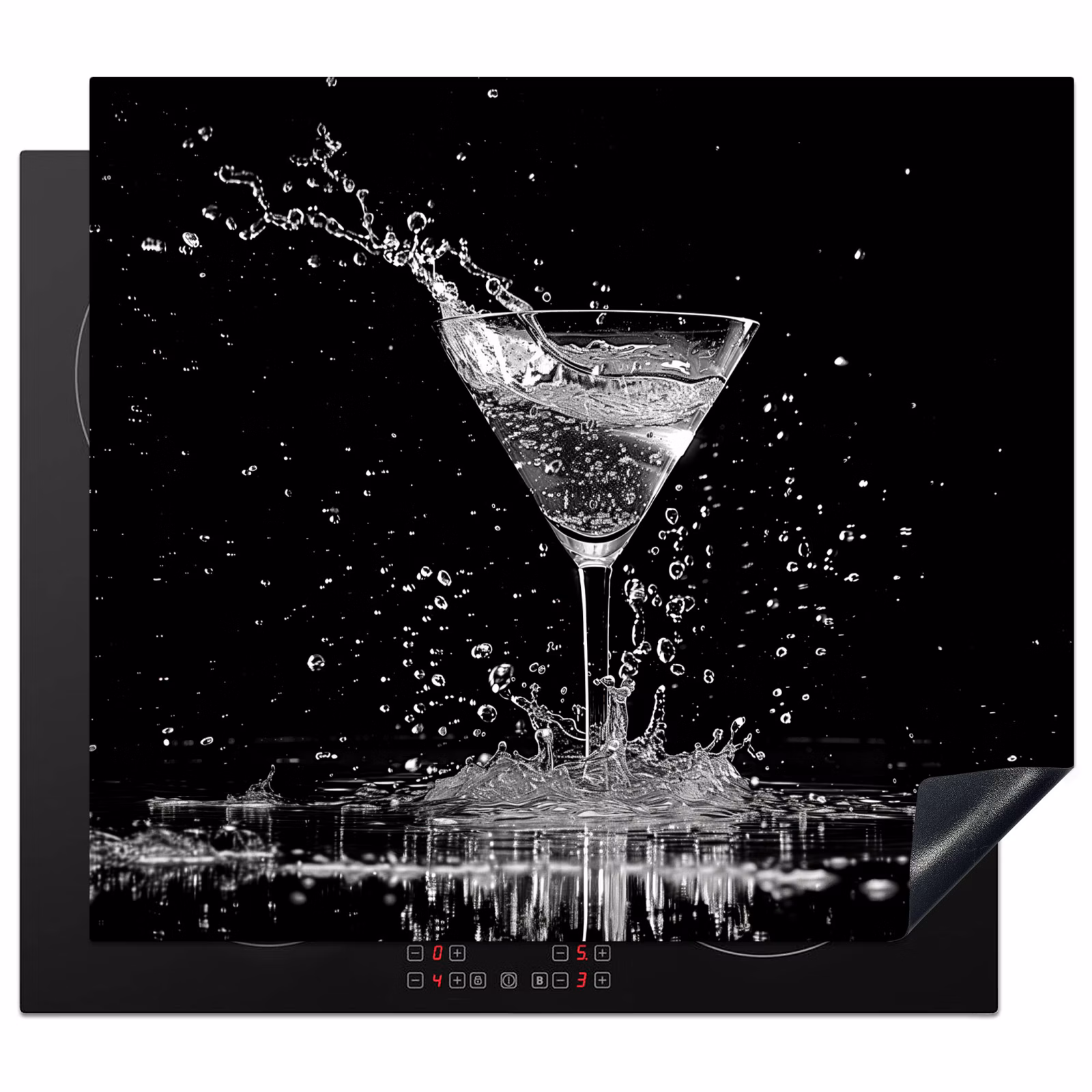 Induction hob protector - Monochrome Splashing Martini — 1
