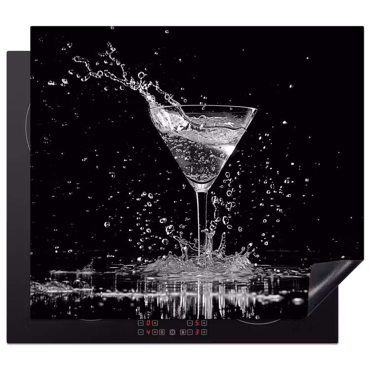 Induction hob protector - Monochrome Splashing Martini — 1