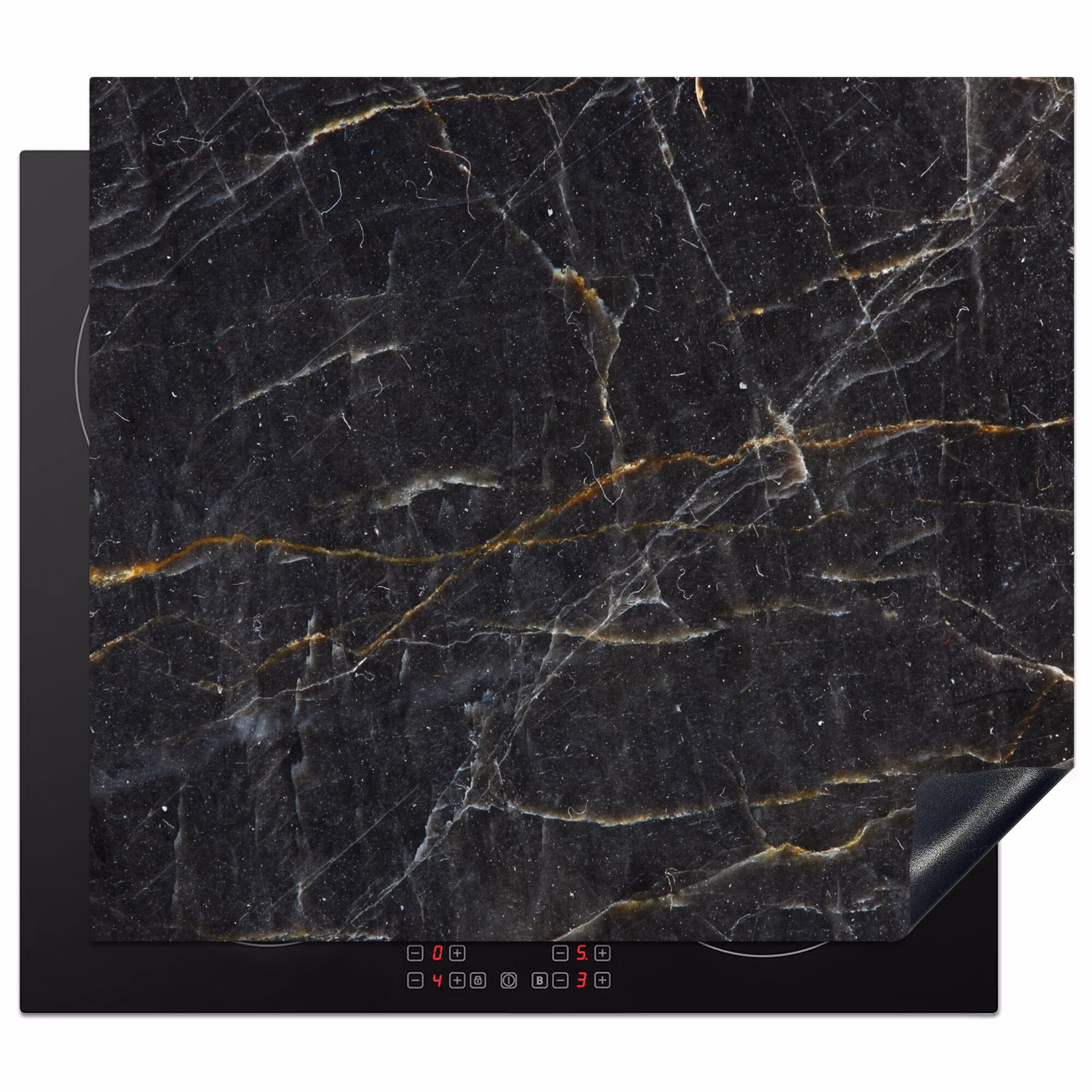 Induction hob protector - Marble - Black - Gold - Gray - Marble texture — 1