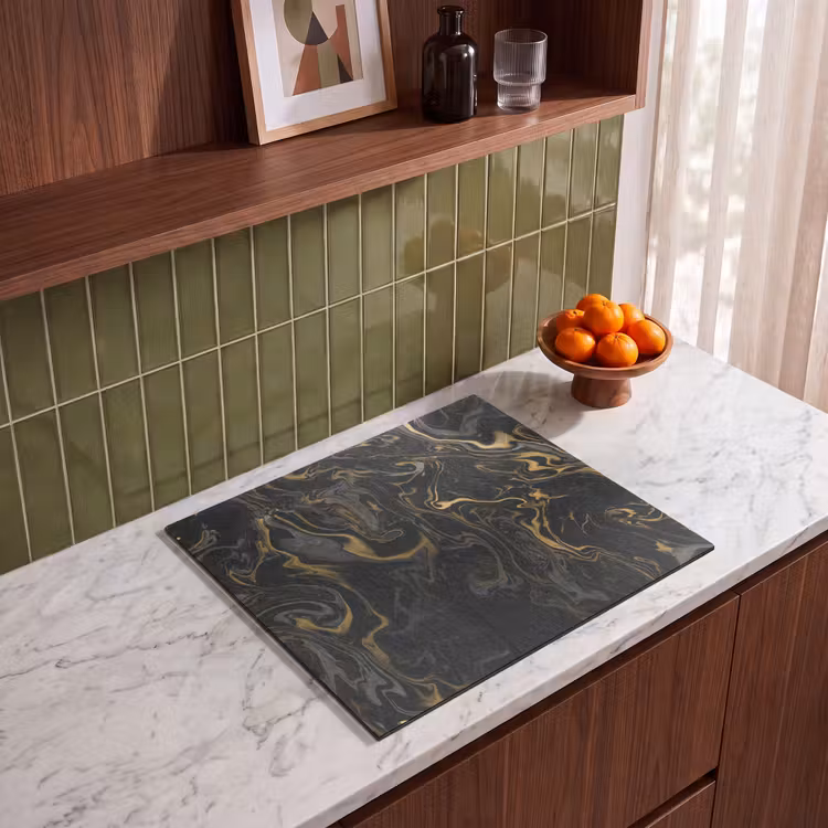 Induction hob protector - Golden Rivers in Black Marble — 4