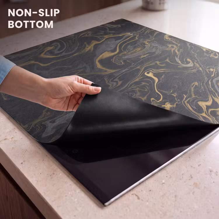 Induction hob protector - Golden Rivers in Black Marble — 5