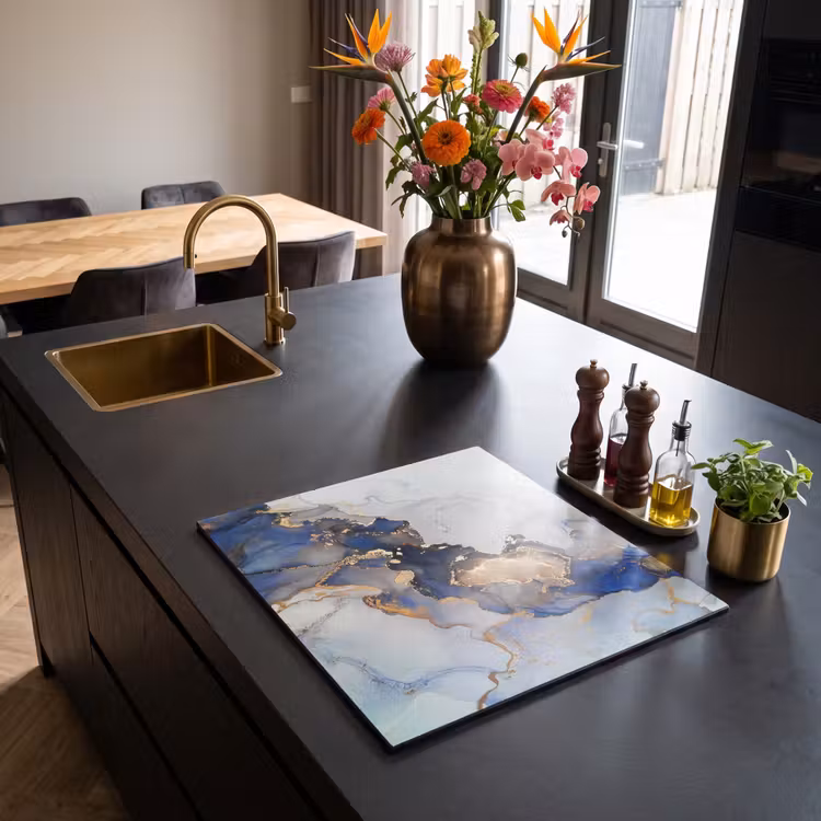 Induction hob protector - Blue Dreams and Golden Veins — 2