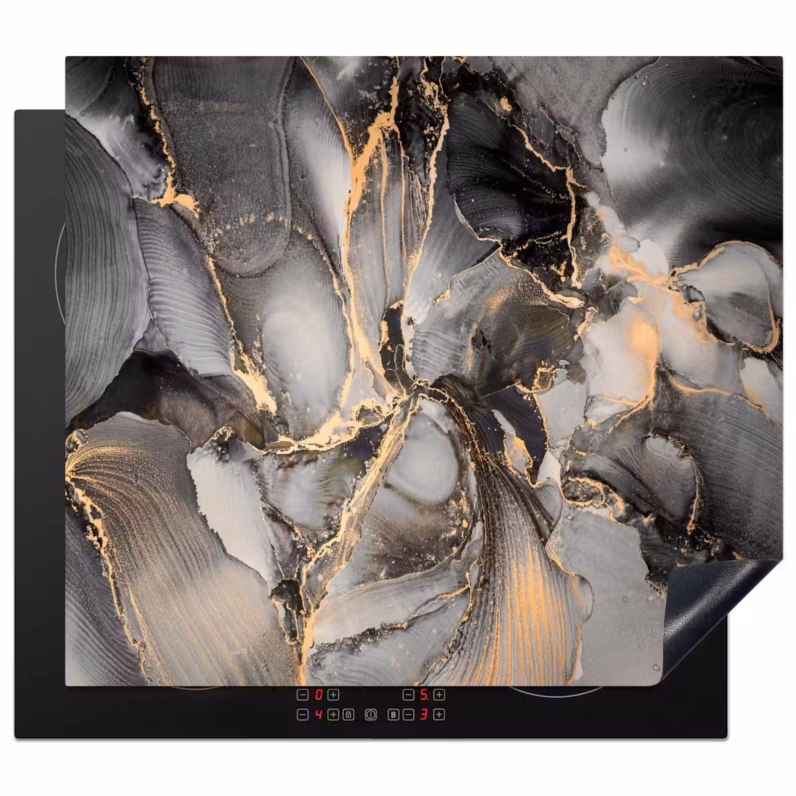 Induction hob protector - Geological Gold on Marble — 1