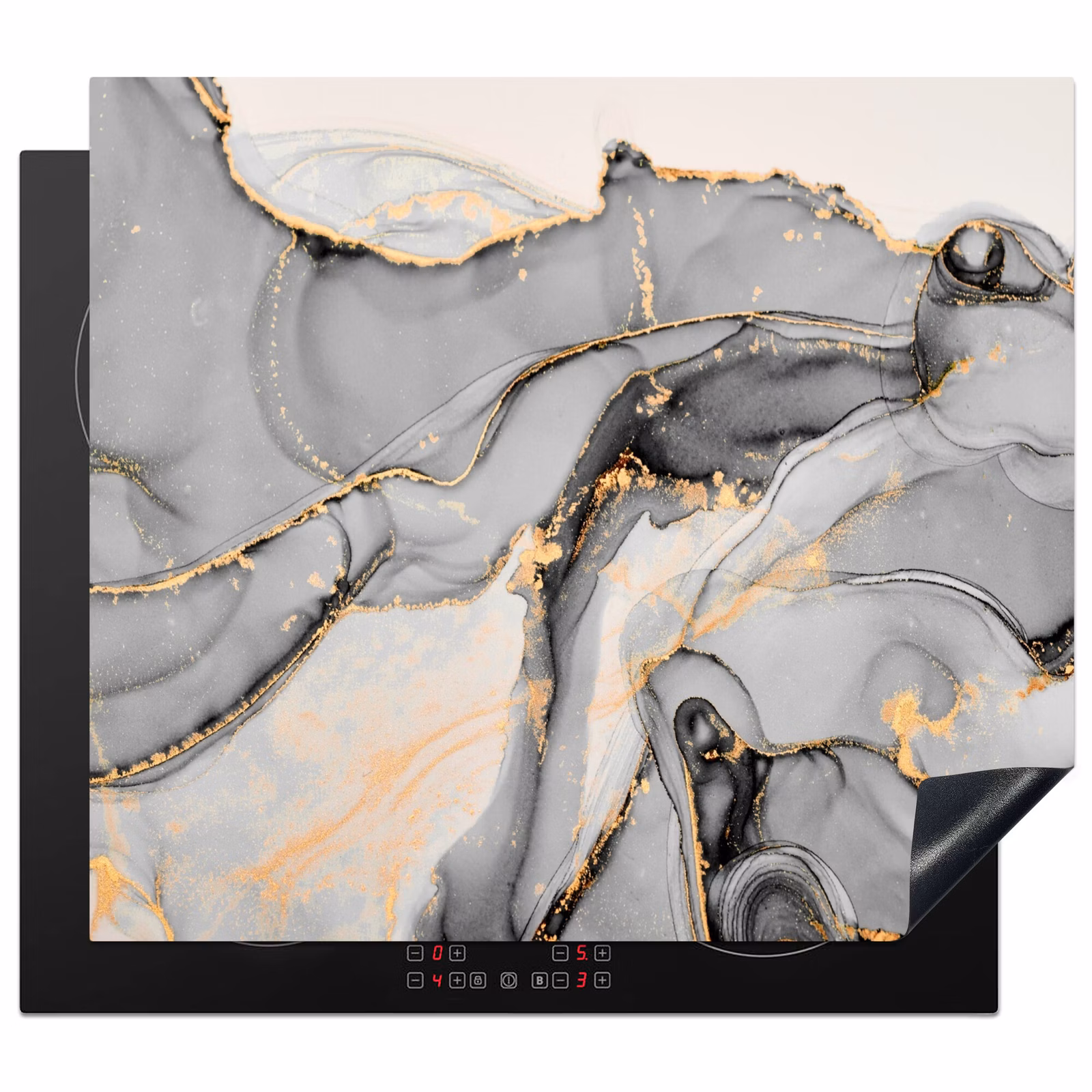 Induction hob protector - Golden Rivers on Marble Shores — 1