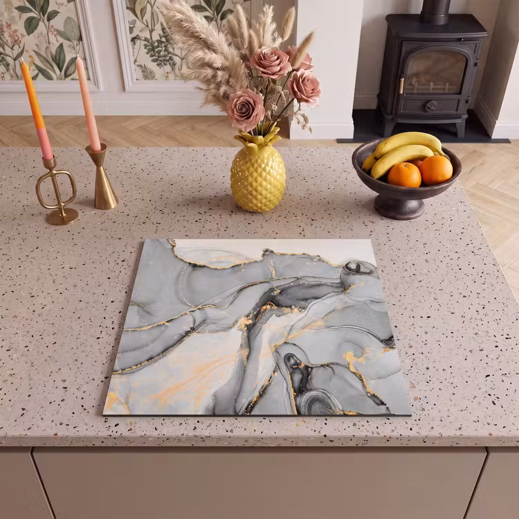 Induction hob protector - Golden Rivers on Marble Shores — 3