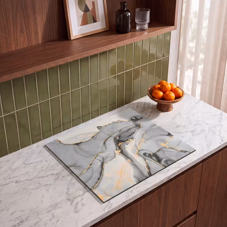 Induction hob protector - Golden Rivers on Marble Shores — 4