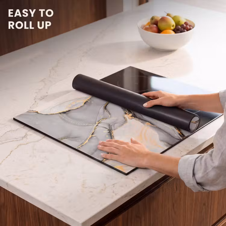 Induction hob protector - Golden Rivers on Marble Shores — 6