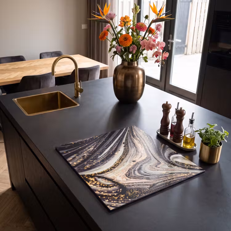 Induction hob protector - Cosmic Waves with Golden Stardust — 2