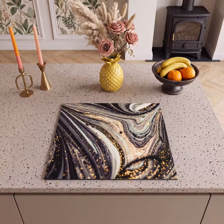 Induction hob protector - Cosmic Waves with Golden Stardust — 3