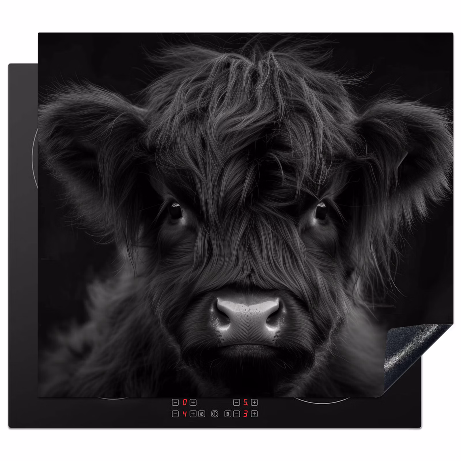 Induction hob protector - Scottish Highlander - Black - Calf - Cow — 1