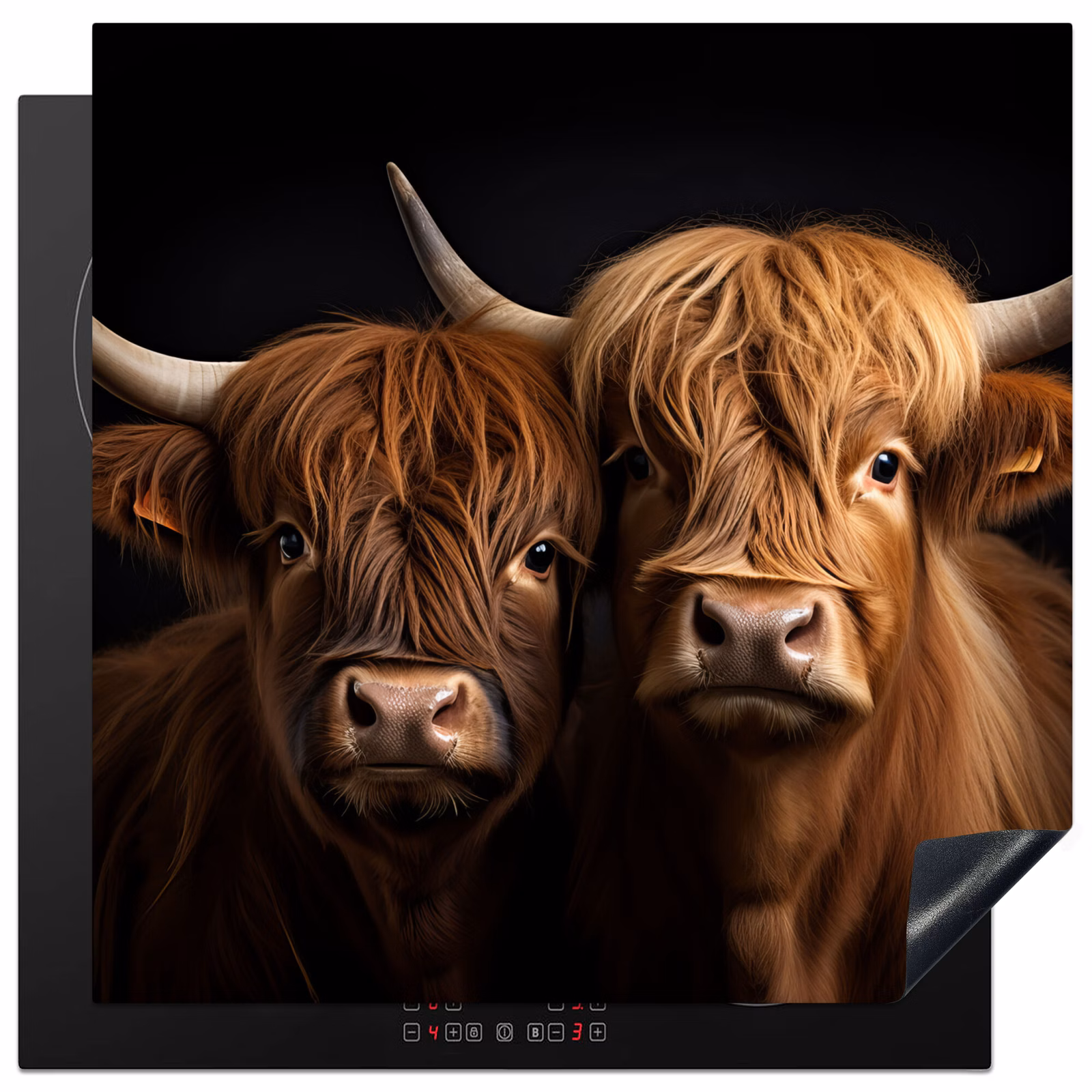Induction hob protector - Scottish Highlander - Calves - Black - Cow — 1