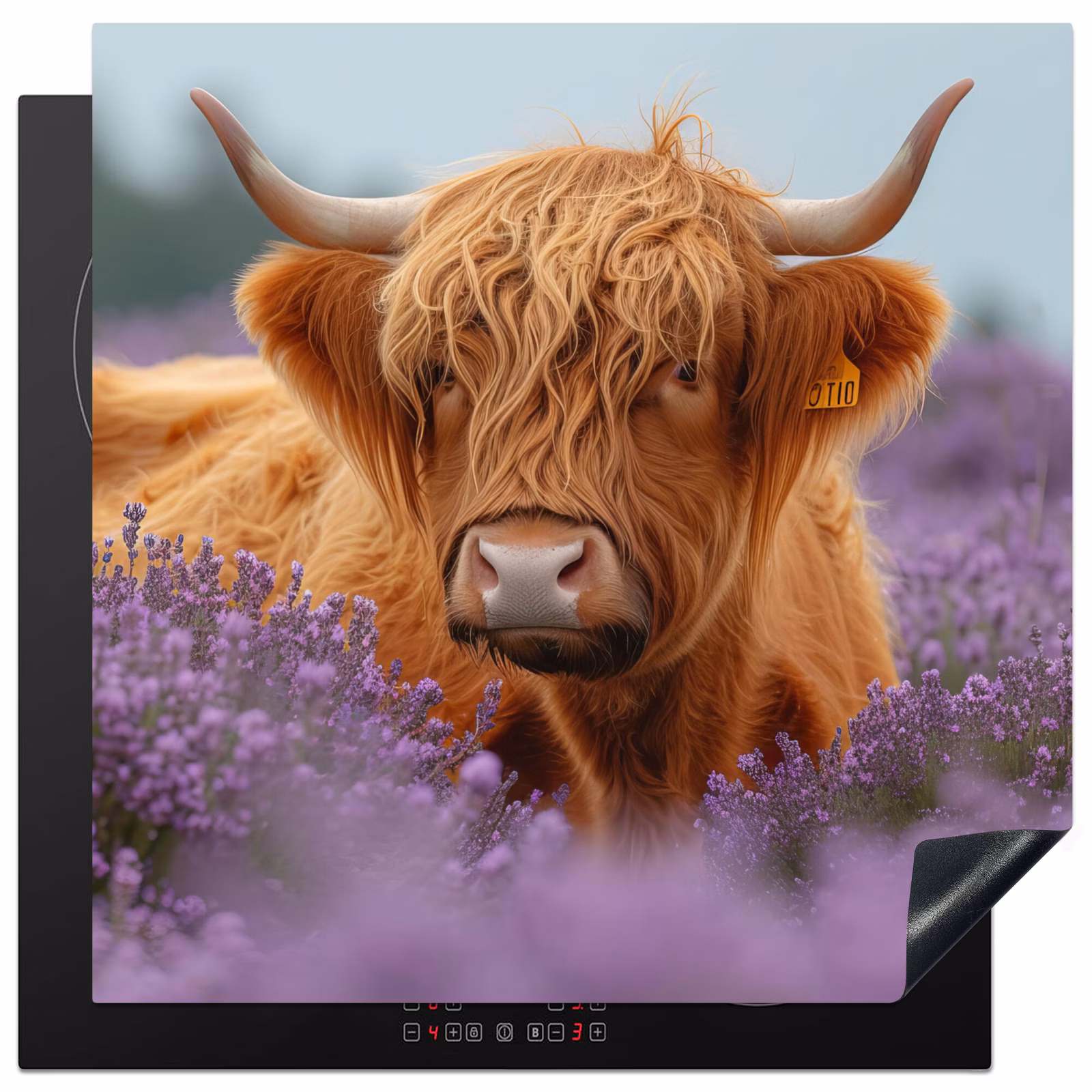 Induction hob protector - Scottish highlander - Flowers - Purple - Lavender — 1