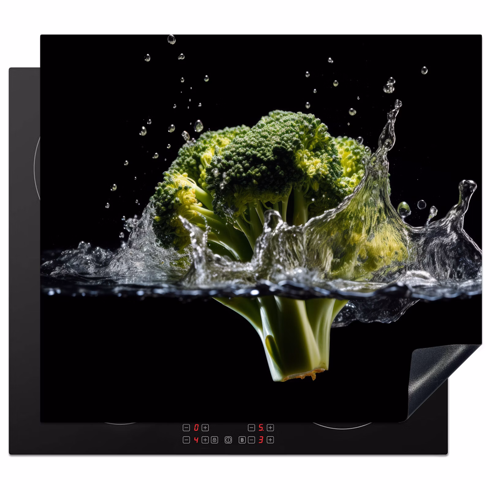 Induction hob protector - Broccoli - Green - Water - Black — 1