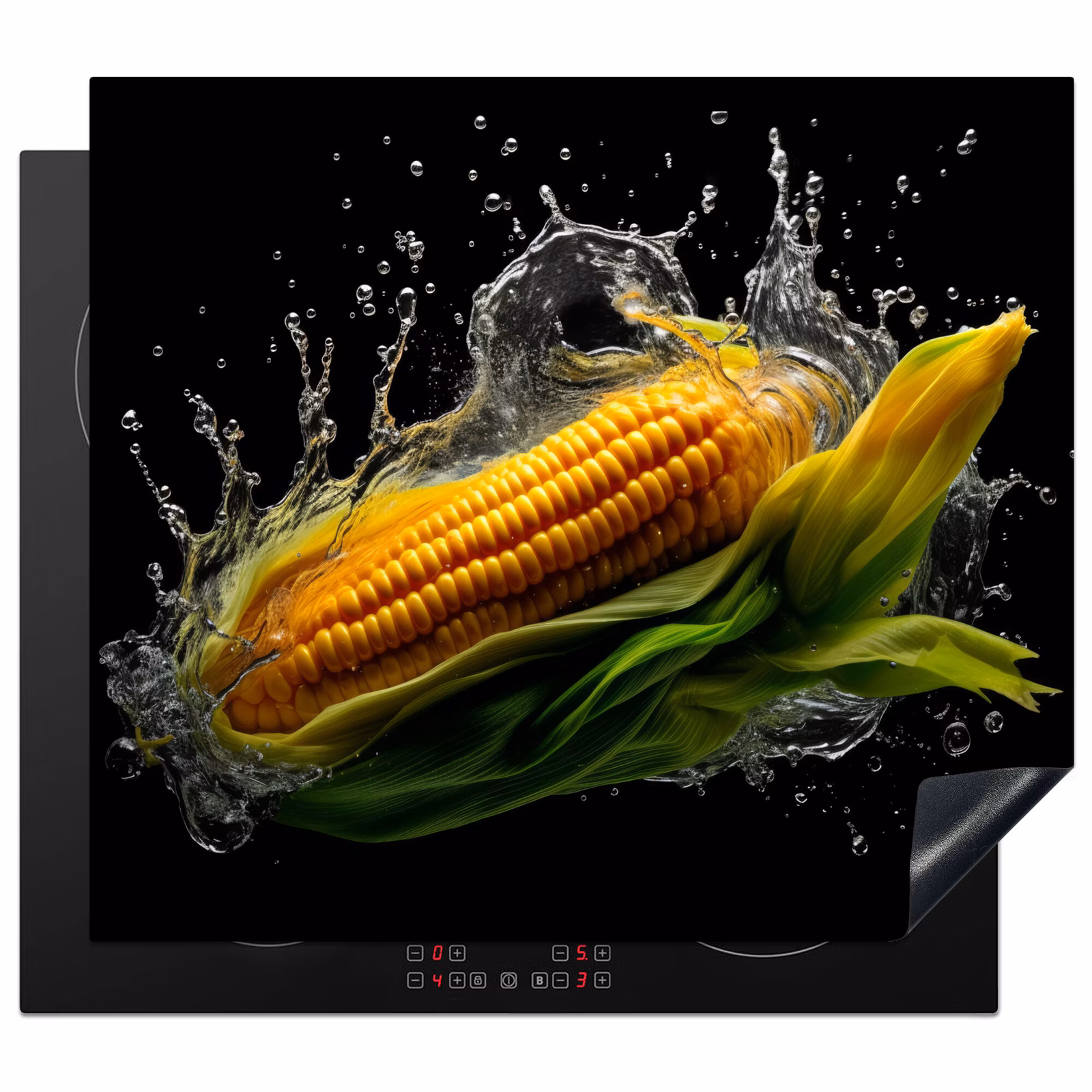 Induction hob protector - Corn - Vegetable - Plants - Black - Water — 1