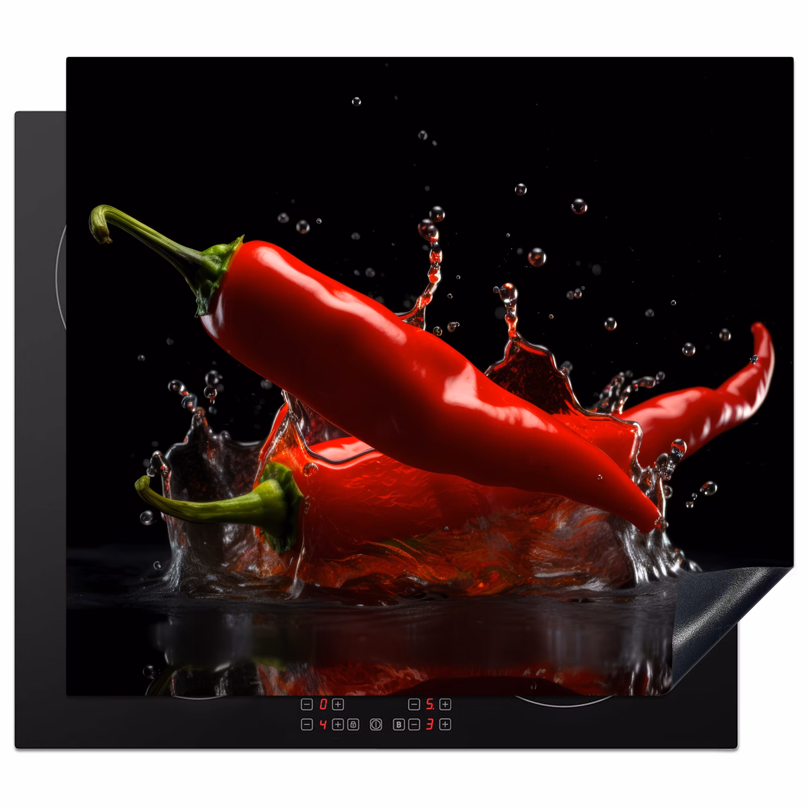 Induction hob protector - Pepper - Red - Black - Water - Vegetable — 1