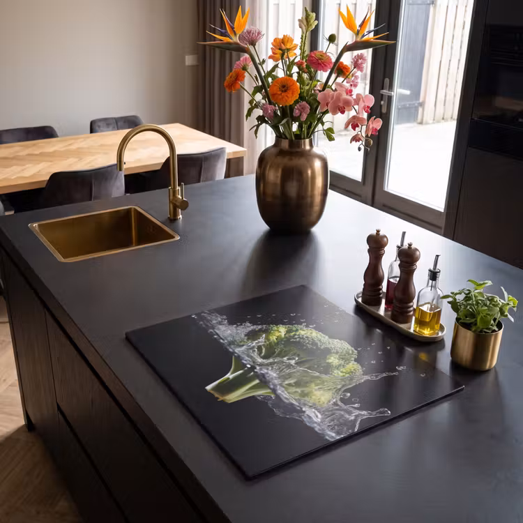 Induction hob protector - Broccoli - Green - Water - Black — 2
