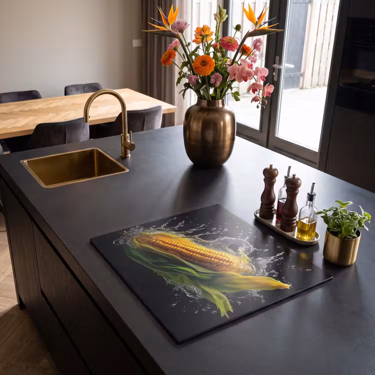 Induction hob protector - Corn - Vegetable - Plants - Black - Water — 2
