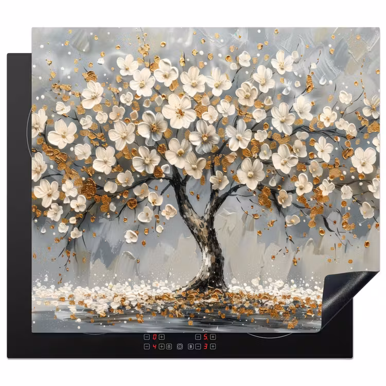 Induction hob protector - Tree of Life - Gold - White — 1