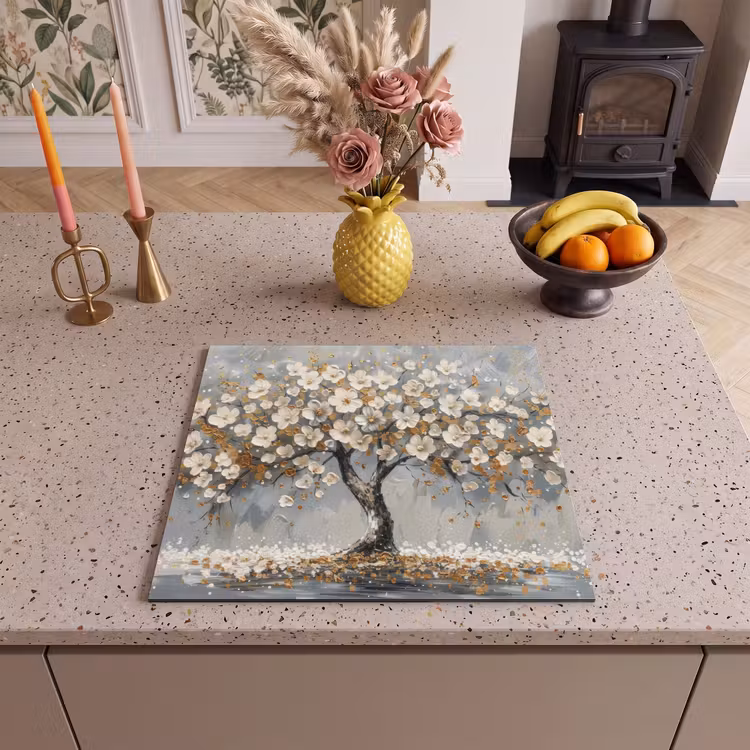 Induction hob protector - Tree of Life - Gold - White — 3