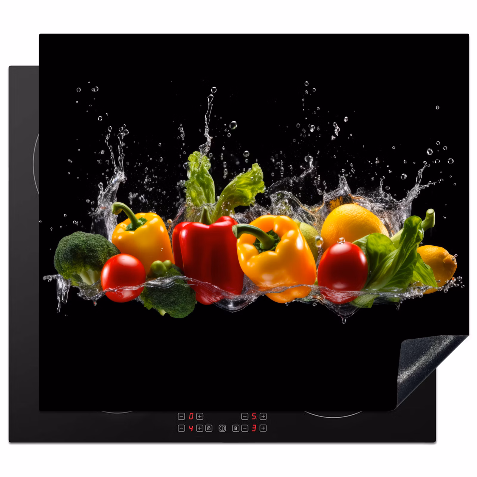 Induction hob protector - Bell bell pepper - Water - Vegetable - Black — 1