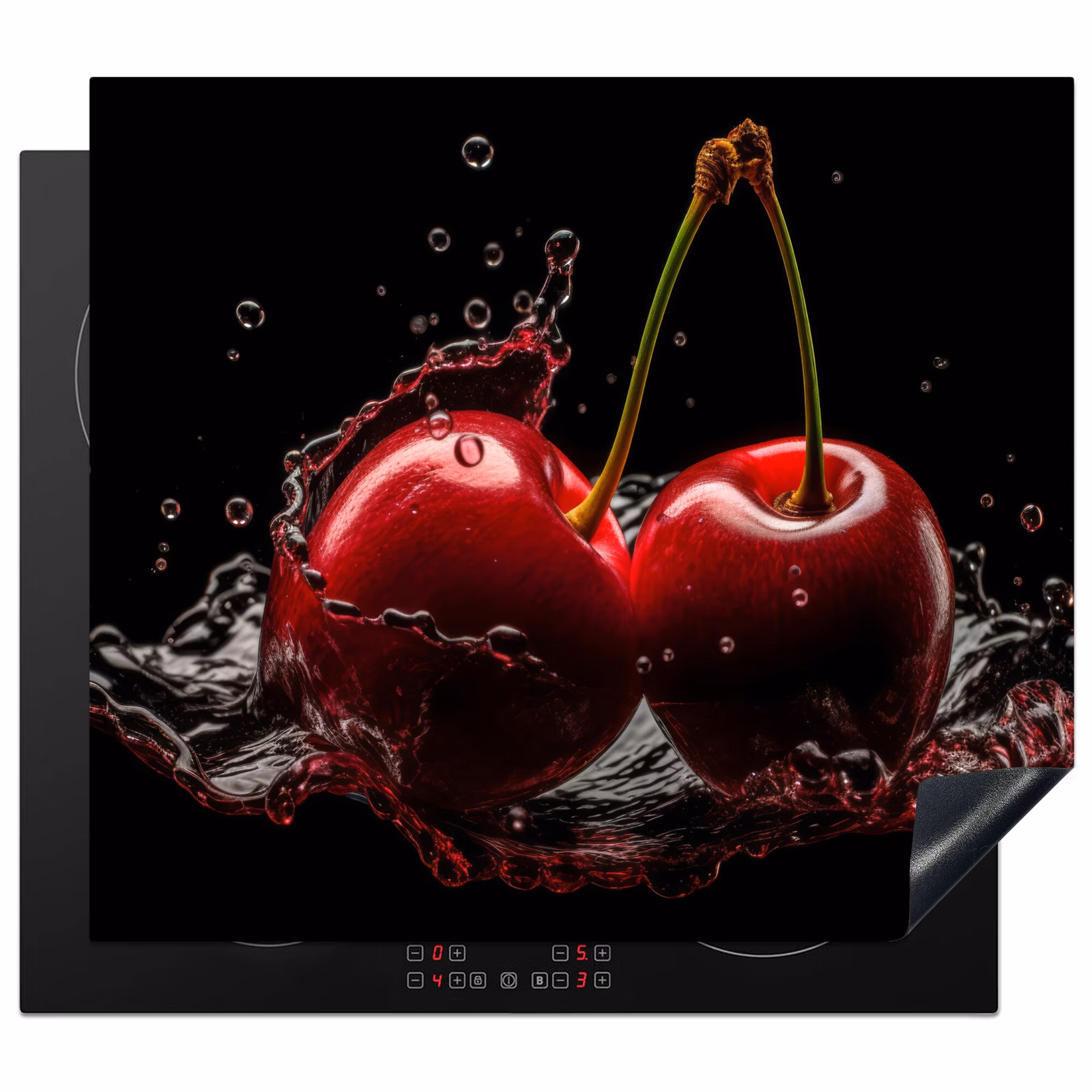 Induction hob protector - Cherry - Red - Fruit - Water - Black — 1