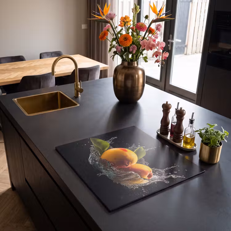 Induction hob protector - Mango - Fruit - Water - Black - Leaves — 2