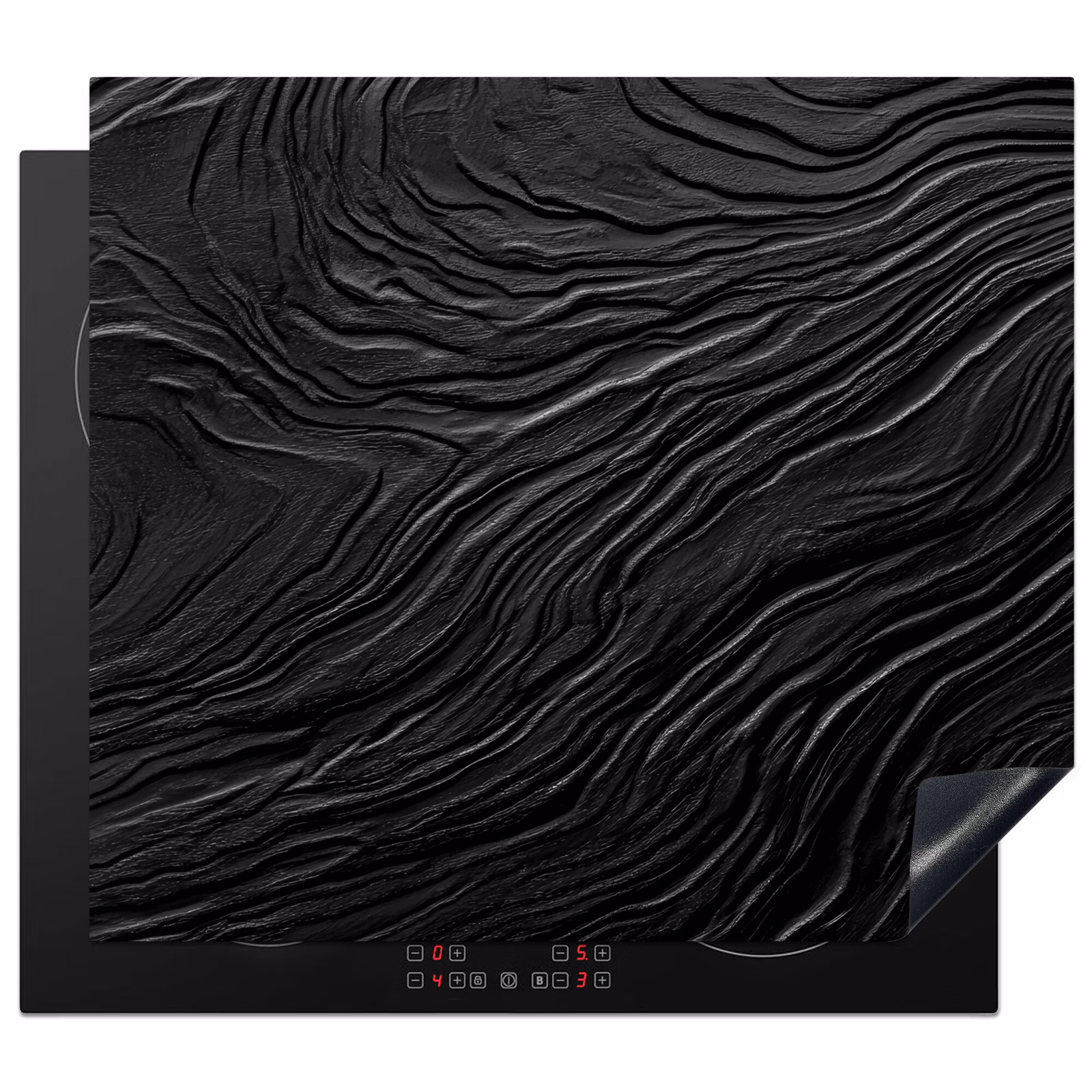 Induction hob protector - Black - Abstract - Wood — 1