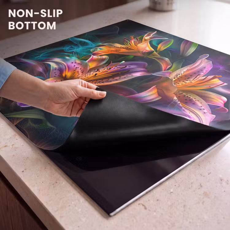 Induction hob protector - Vibrant Lilies in Light Show — 5