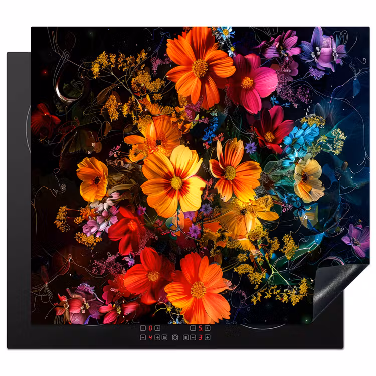 Induction hob protector - Nocturnal Floral Splendor — 1