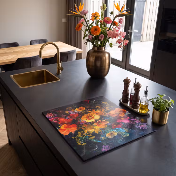 Induction hob protector - Nocturnal Floral Splendor — 2
