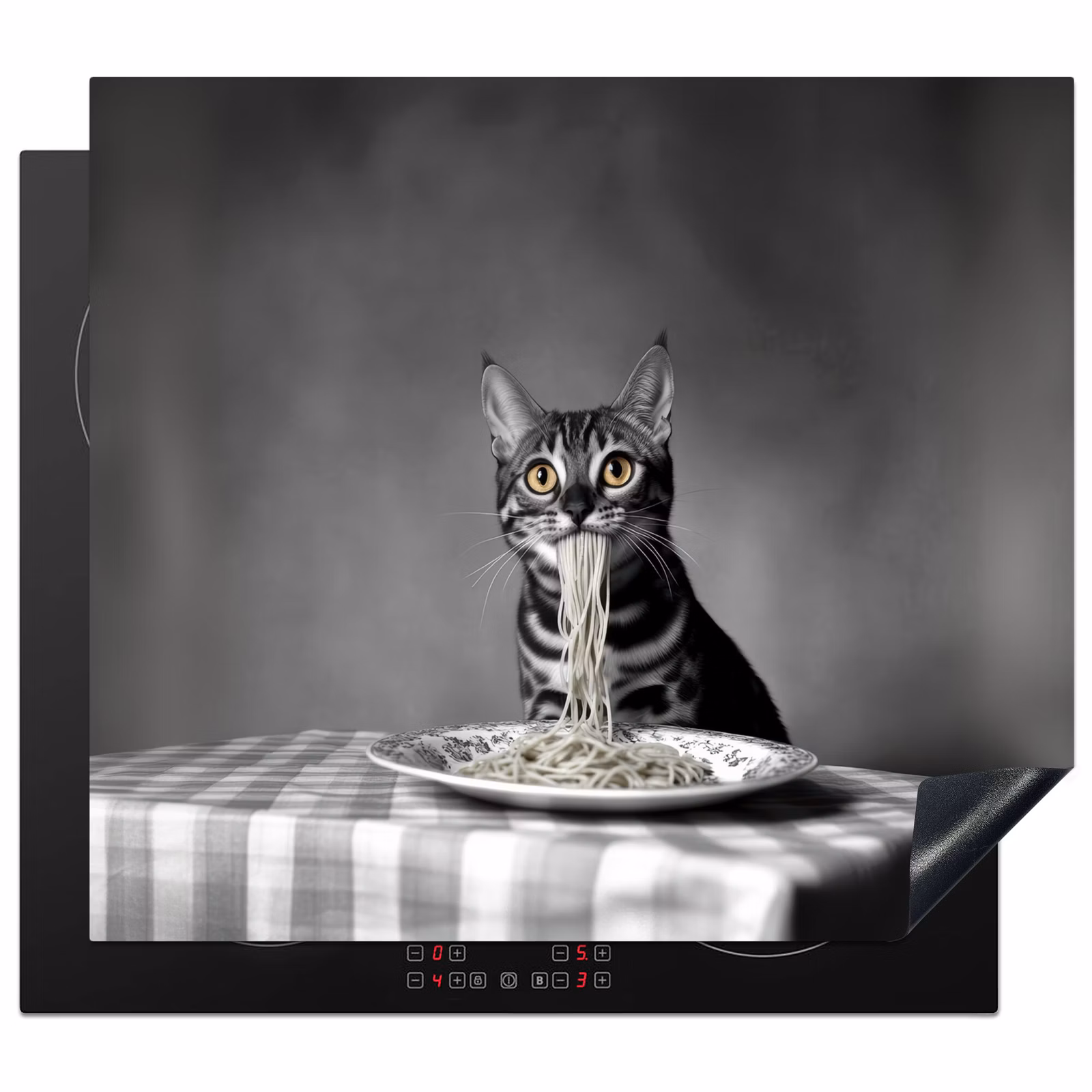 Induction hob protector - Bengal - Cat - Tablecloth - Black - White - Animal — 1