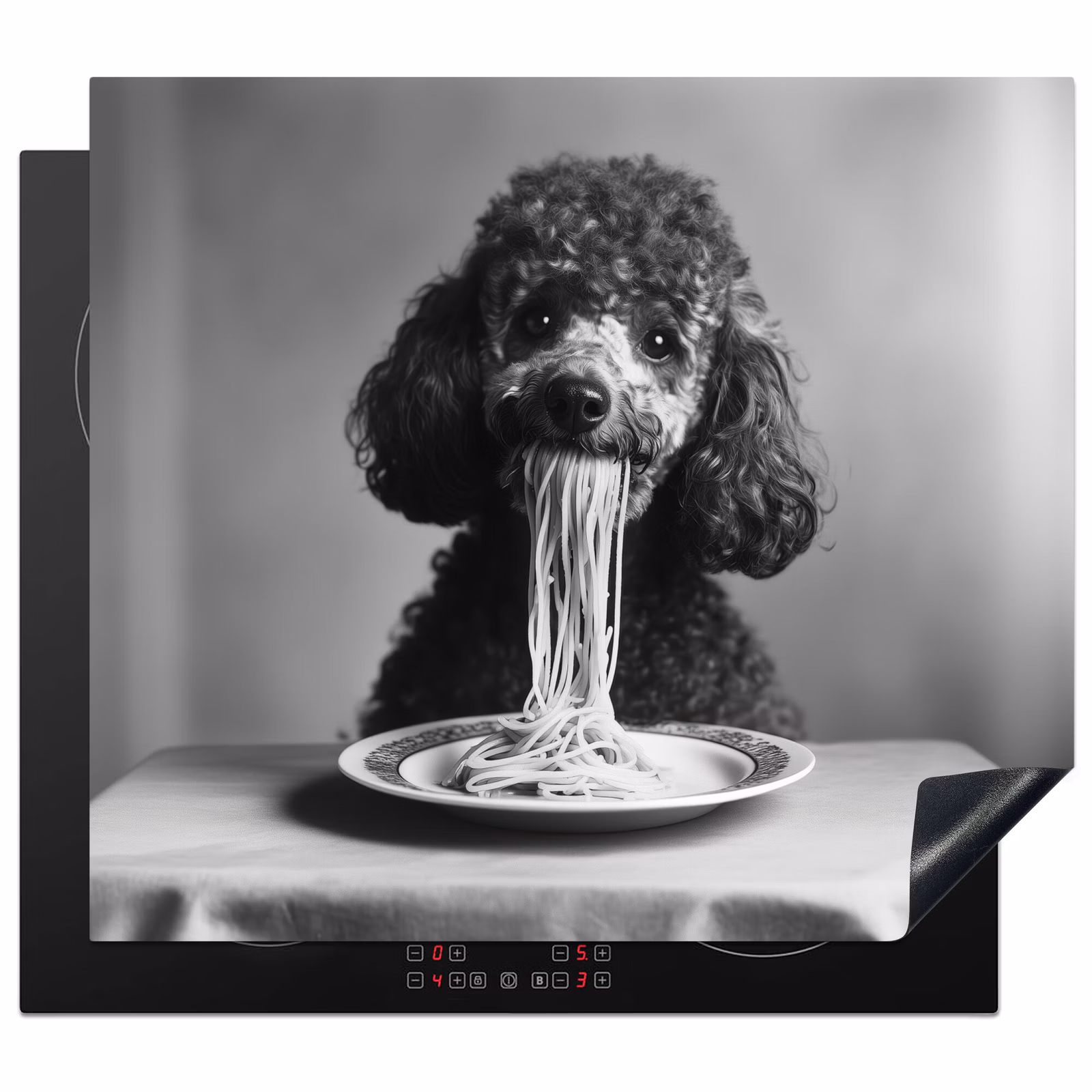 Induction hob protector - Poodle - Dog - Black - White - Cute - Pasta — 1