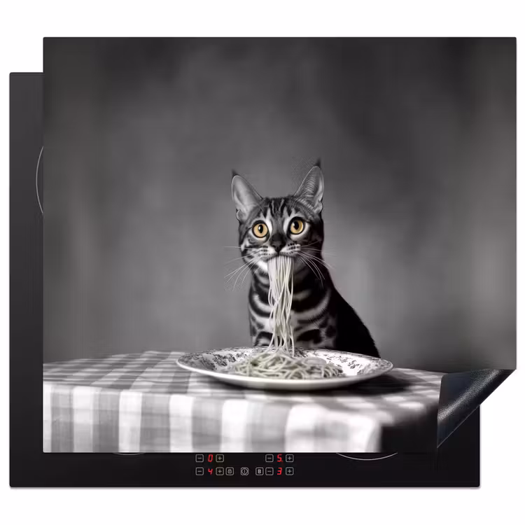 Induction hob protector - Bengal - Cat - Tablecloth - Black - White - Animal — 1