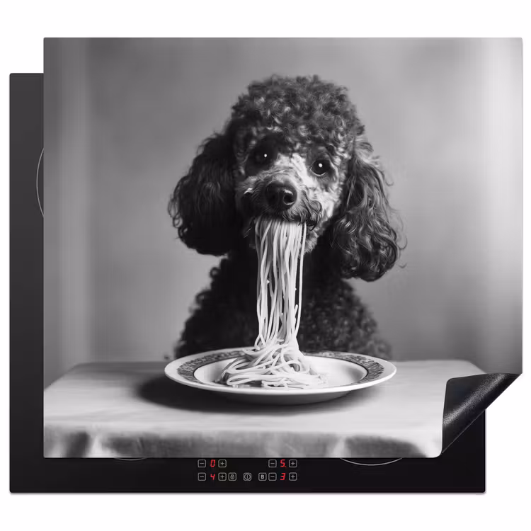 Induction hob protector - Poodle - Dog - Black - White - Cute - Pasta — 1