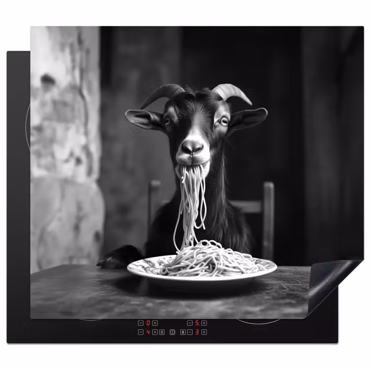 Induction hob protector - Goat - Plate - Spaghetti - Black and White — 1