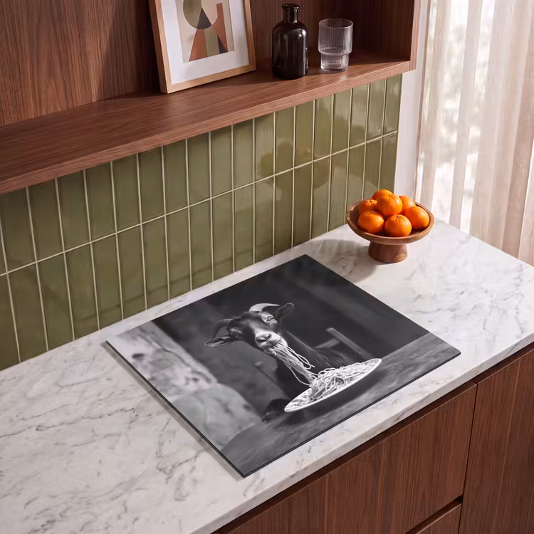 Induction hob protector - Goat - Plate - Spaghetti - Black and White — 4
