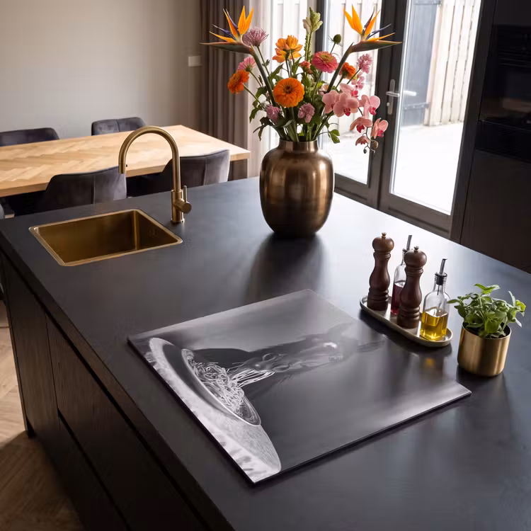 Induction hob protector - Horse - Plate - Pasta - Tablecloth - Black and White - Animals — 2