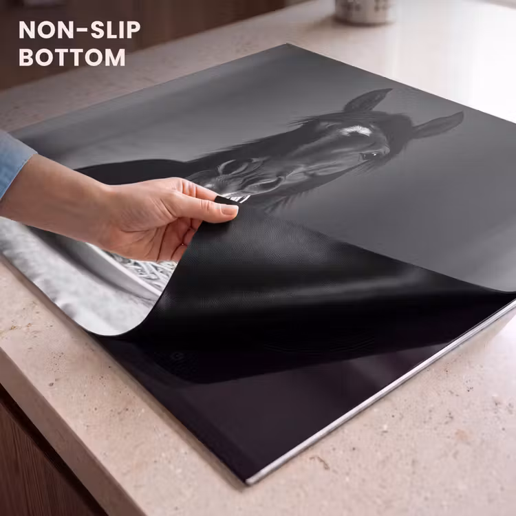 Induction hob protector - Horse - Plate - Pasta - Tablecloth - Black and White - Animals — 5