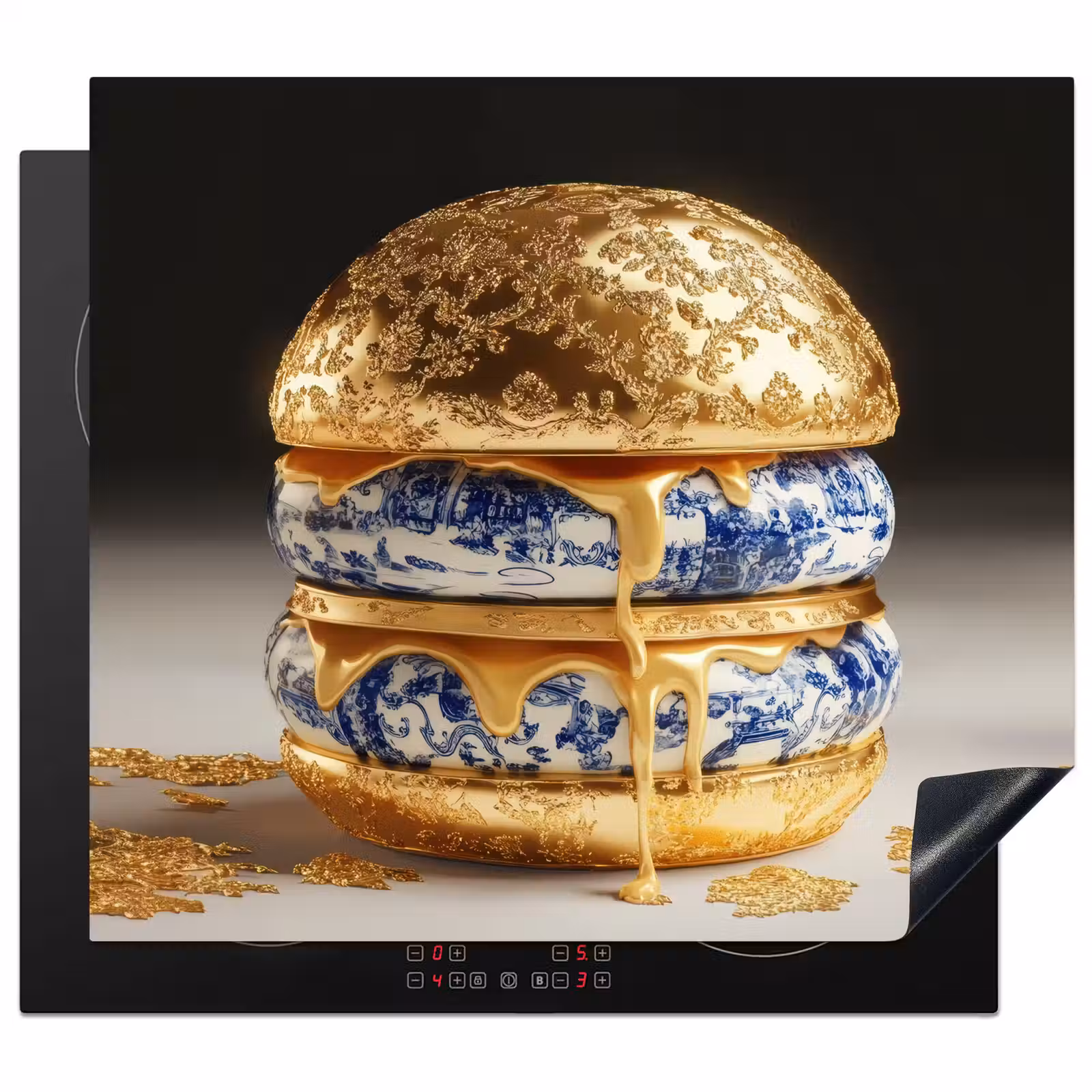 Induction hob protector - Delft blue - Gold - Citizen — 1