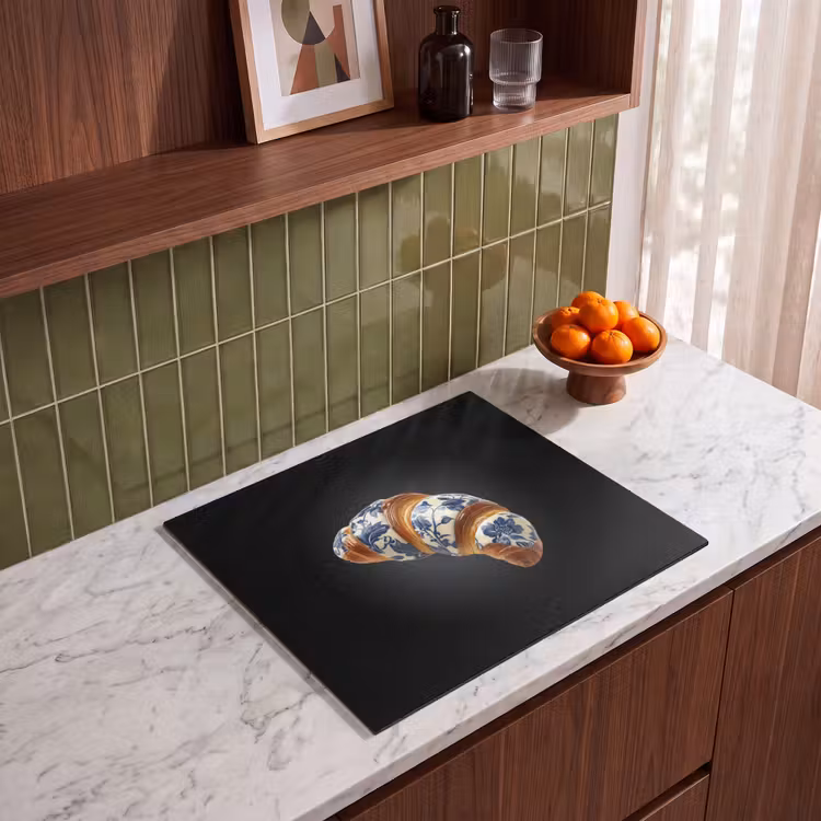 Induction hob protector - Croissant - Floral pattern - Delft blue — 4