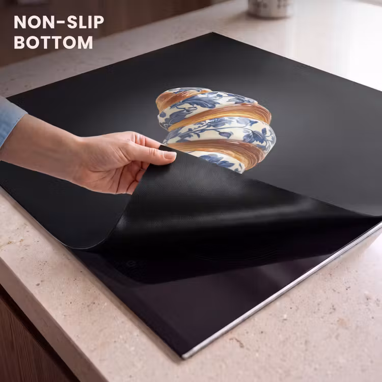 Induction hob protector - Croissant - Floral pattern - Delft blue — 5
