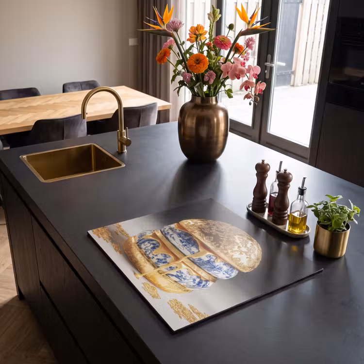 Induction hob protector - Delft blue - Gold - Citizen — 2