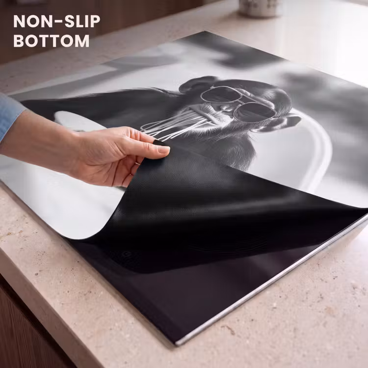Induction hob protector - Monkey - Spaghetti - Sunglasses - Black and white - Cool - Animal — 5