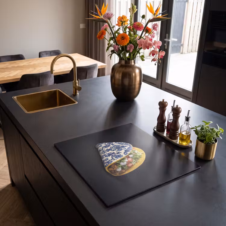 Induction hob protector - Taco - Meat - Salad - Delft blue - Motif — 2